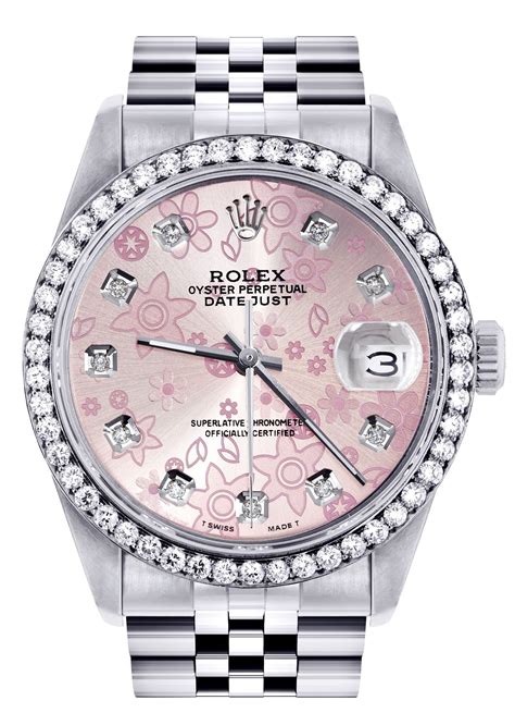 pink flower dial rolex lady datejust|Rolex 34 Datejust pink face.